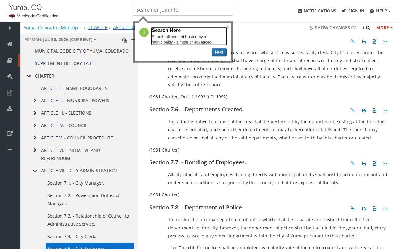 Yuma municipal code establishing police responsibility for arrest records