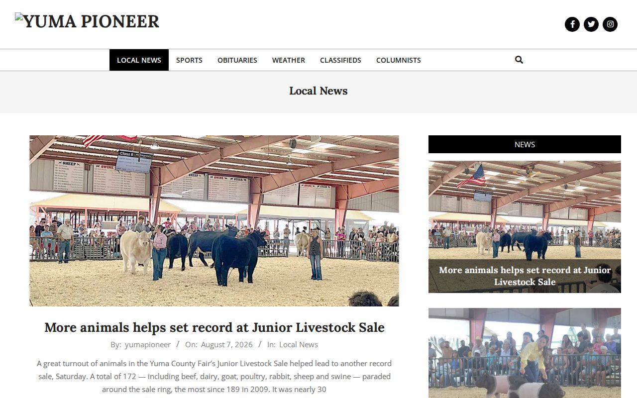 Yuma County crime news and arrest reporting index from the Yuma Pioneer